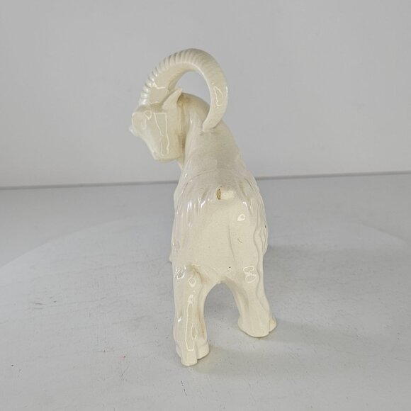 Vintage Ceramic Ram Figurine With Large Curved Horns Japan Goat Ibex Sheep MCM - Picture 7 of 9